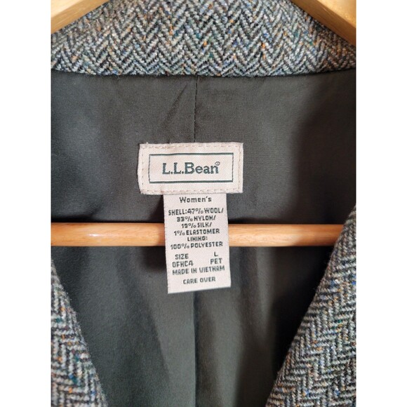 L.L. Bean Womens Wool & Silk Blend Blazer Jacket Size L Petite - Picture 3 of 8